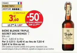 Intermarché Hyper Bière blonde triple secret des moines offre