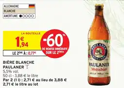 Intermarché Hyper Bière blanche paulaner offre