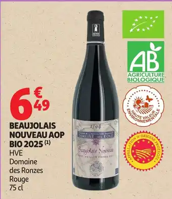 Auchan Beaujolais nouveau aop bio 2025 offre