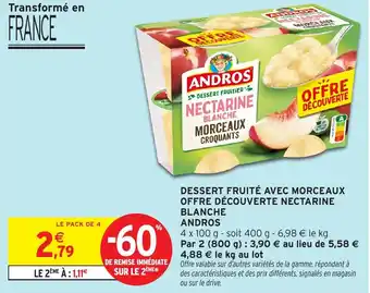 Intermarché Hyper Dessert fruité avec morceaux offre découverte nectarine blanche andros offre