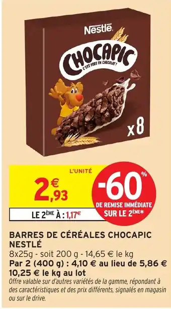 Intermarché Hyper Barres de céréales chocapic nestlé offre
