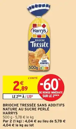 Intermarché Hyper Brioche tressée sans additifs nature au sucre perlé harrys offre