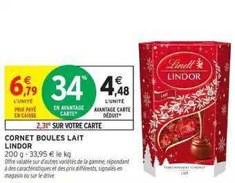 Intermarché Hyper Cornet boules lait lindor offre