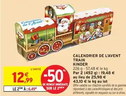 Intermarché Hyper Calendrier de l'avent train kinder offre