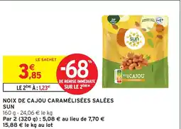 Intermarché Hyper Noix de cajou caramélisées salées sun offre