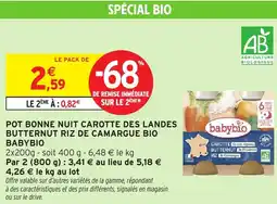 Intermarché Hyper Pot bonne nuit carotte des landes butternut riz de camargue bio babybio offre