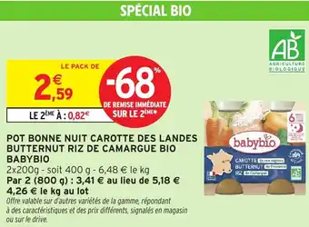 Intermarché Hyper Pot bonne nuit carotte des landes butternut riz de camargue bio babybio offre