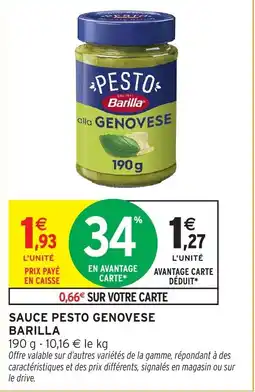 Intermarché Hyper Sauce pesto genovese barilla offre