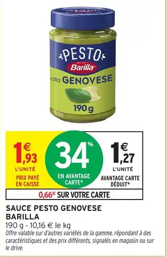 Intermarché Hyper Sauce pesto genovese barilla offre