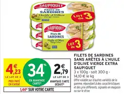 Intermarché Hyper Filets de sardines sans arêtes à l'huile d'olive vierge extra saupiquet offre