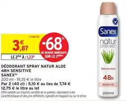 Intermarché Hyper Déodorant spray natur aloe 48h sensitive sanex offre