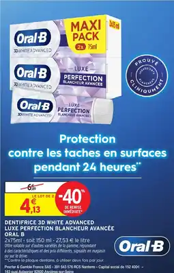 Intermarché Hyper Dentifrice 3d white advanced luxe perfection blancheur avancée oral b offre