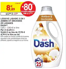 Intermarché Hyper Lessive liquide 2 en 1 ambre et orchidée 25 lavages dash offre