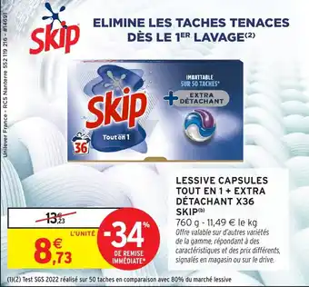 Intermarché Hyper Lessive capsules tout en 1 extra détachant x36 skip offre