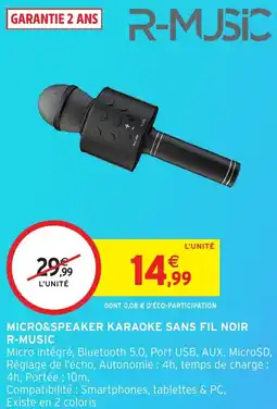Intermarché Hyper Micro&speaker karaoke sans fil noir r-music offre