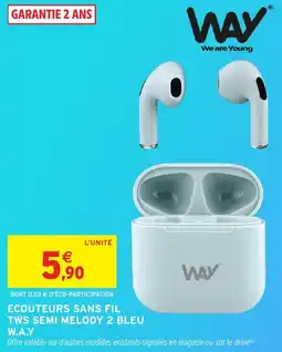 Intermarché Hyper Ecouteurs sans fil tws semi melody 2 bleu way offre
