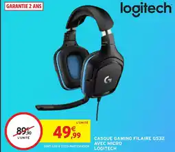 Intermarché Hyper Casque gaming filaire gs32 avec micro logitech offre