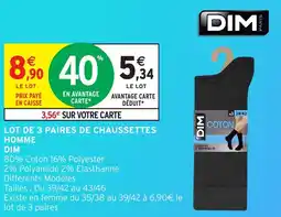 Intermarché Hyper Lot de 3 paires de chaussettes homme dim offre