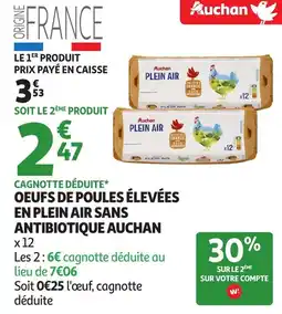 Auchan Oeufs de poules élevées en plein air sans antibiotique auchan offre