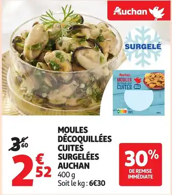 Auchan Moules décoquillées cuites surgelées auchan offre
