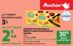 Auchan Bâtonnets de mozzarella préfrits sauce poivron rouge auchan offre