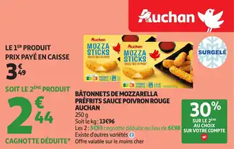 Auchan Bâtonnets de mozzarella préfrits sauce poivron rouge auchan offre