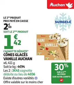 Auchan Cônes glacés vanille auchan offre
