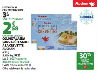 Auchan Colin d'alaska sauce sans arête sauce à la crevette auchan offre