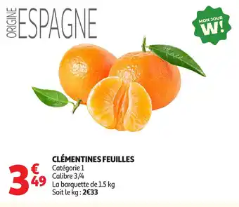 Auchan Clémentines feuilles offre