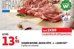 Auchan Viande bovine basse côte sans os offre