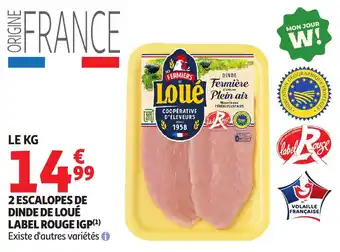 Auchan 2 escalopes de dinde de loué label rouge igp offre