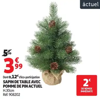 Auchan Sapin de table avec pomme de pin actuel offre