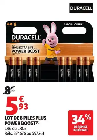 Auchan Lot de 8 piles plus power boost offre