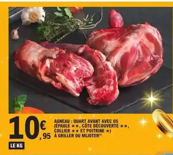 Agneau quart avant avec os épaule, côte découverte collier et poitrine à griller ou mijoter