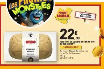 E.Leclerc LARTIGUE & FILS Foie gras de canard entier mi-cuit du sud-ouest offre