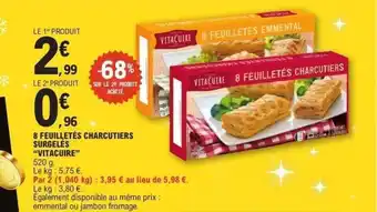 E.Leclerc VITACUIRE 8 Feuilletés charcutiers surgelés offre