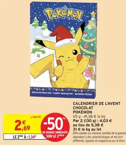Intermarché Hyper Calendrier de l'avent chocolat pokémon offre