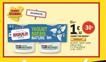 E.Leclerc BASKALIA Yaourt pur brebis offre
