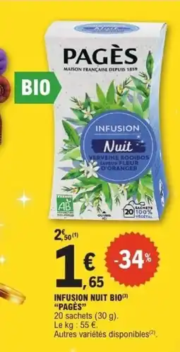 E.Leclerc PAGÈS Infusion nuit bio offre