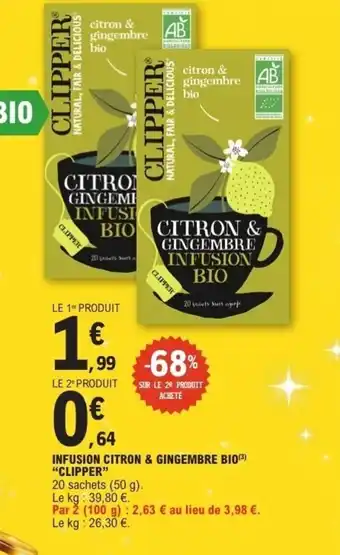 E.Leclerc CLIPPER Infusion citron & gingembre bio offre