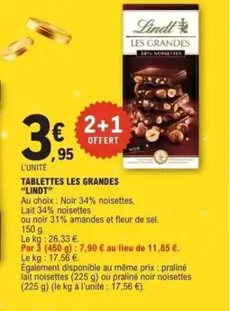 E.Leclerc LINDT Tablettes les grandes offre