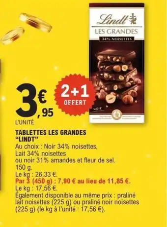 E.Leclerc LINDT Tablettes les grandes offre