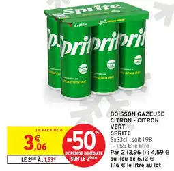 Intermarché Hyper Boisson gazeuse citron citron vert sprite offre