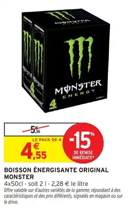 Intermarché Hyper Boisson énergisante original monster offre