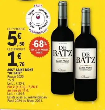E.Leclerc DE BATZ Aoc saint mont offre