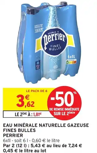 Intermarché Hyper Eau minérale naturelle gazeuse fines bulles perrier offre
