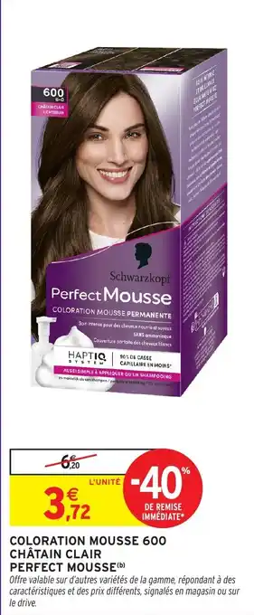 Intermarché Hyper Coloration mousse 600 châtain clair perfect mousse offre