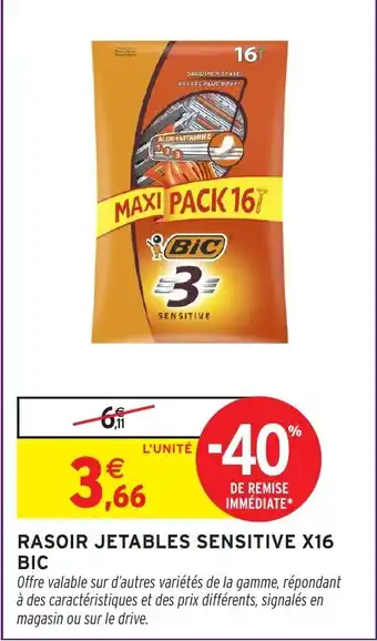 Intermarché Hyper Rasoir jetables sensitive x16 bic offre