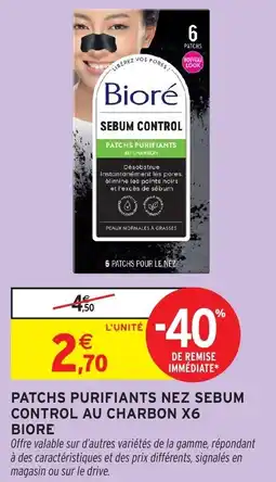 Intermarché Hyper Patchs purifiants nez sebum control au charbon x6 biore offre