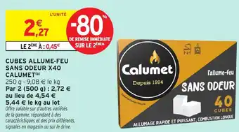 Intermarché Hyper Cubes allume-feu sans odeur x40 calumet offre